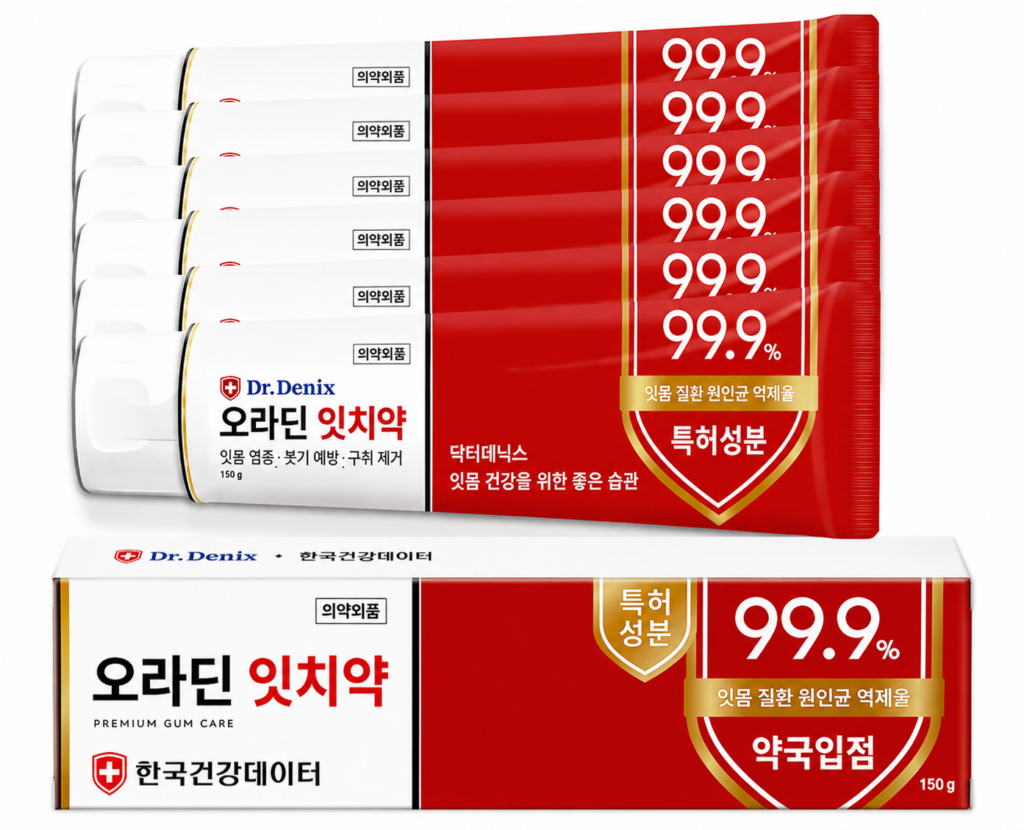 닥터데닉스 오라딘 잇치약 150ml 6개 약국 잇몸치약 대용량 잇몸케어 제품 이미지